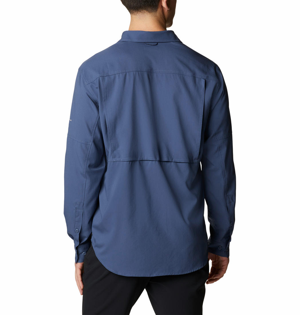 Columbia Men Navy Blue Silver Ridge Utility Lite Long Sleeve Shirt