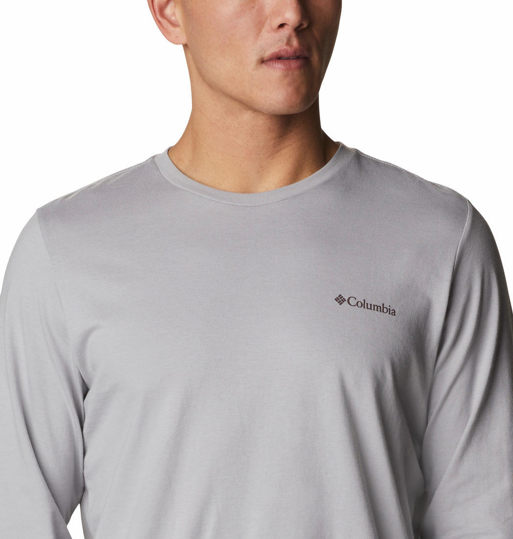Columbia Men Grey Pikewood Graphic Long Sleeve