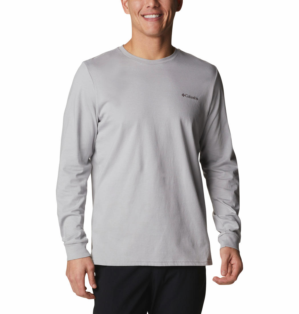 Columbia Men Grey Pikewood Graphic Long Sleeve