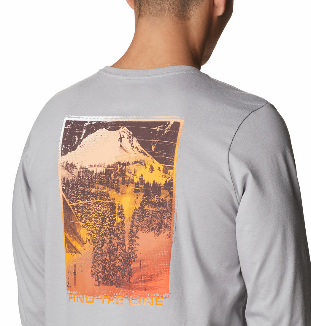 Columbia Men Grey Pikewood Graphic Long Sleeve