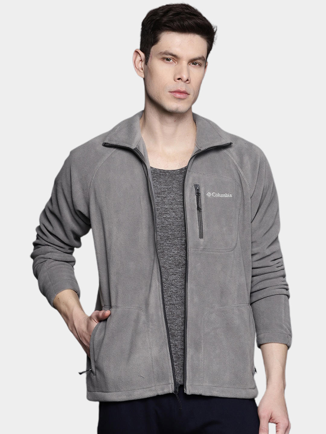 Columbia Men Grey Fast Trek II Full Zip Fleece Jacket