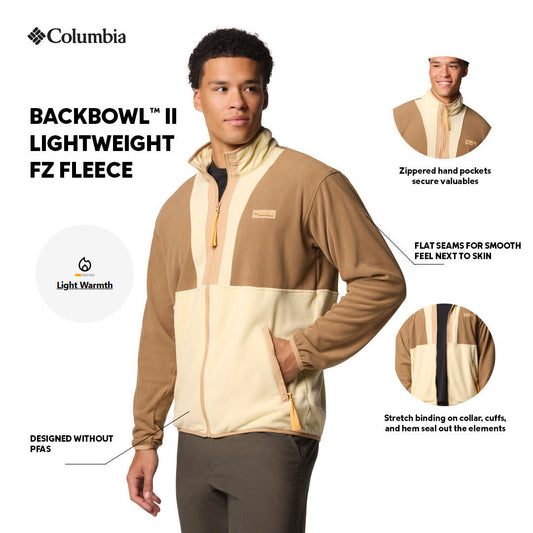 Columbia Mens Beige Backbowl II Lightweight Full Zip Fleece Jacket