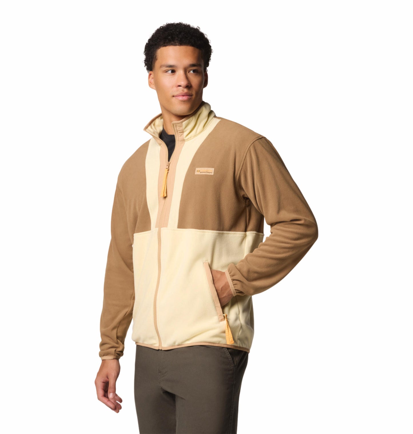 Columbia Mens Beige Backbowl II Lightweight Full Zip Fleece Jacket
