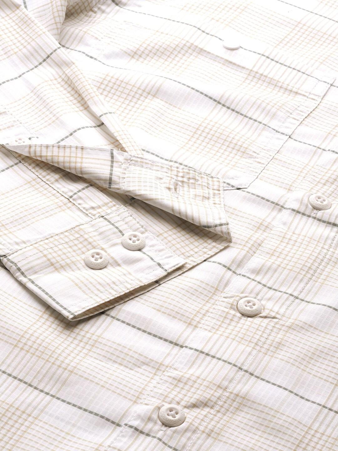 Columbia Men White Silver Ridge Utility Lite Plaid Long Sleeve Shirts