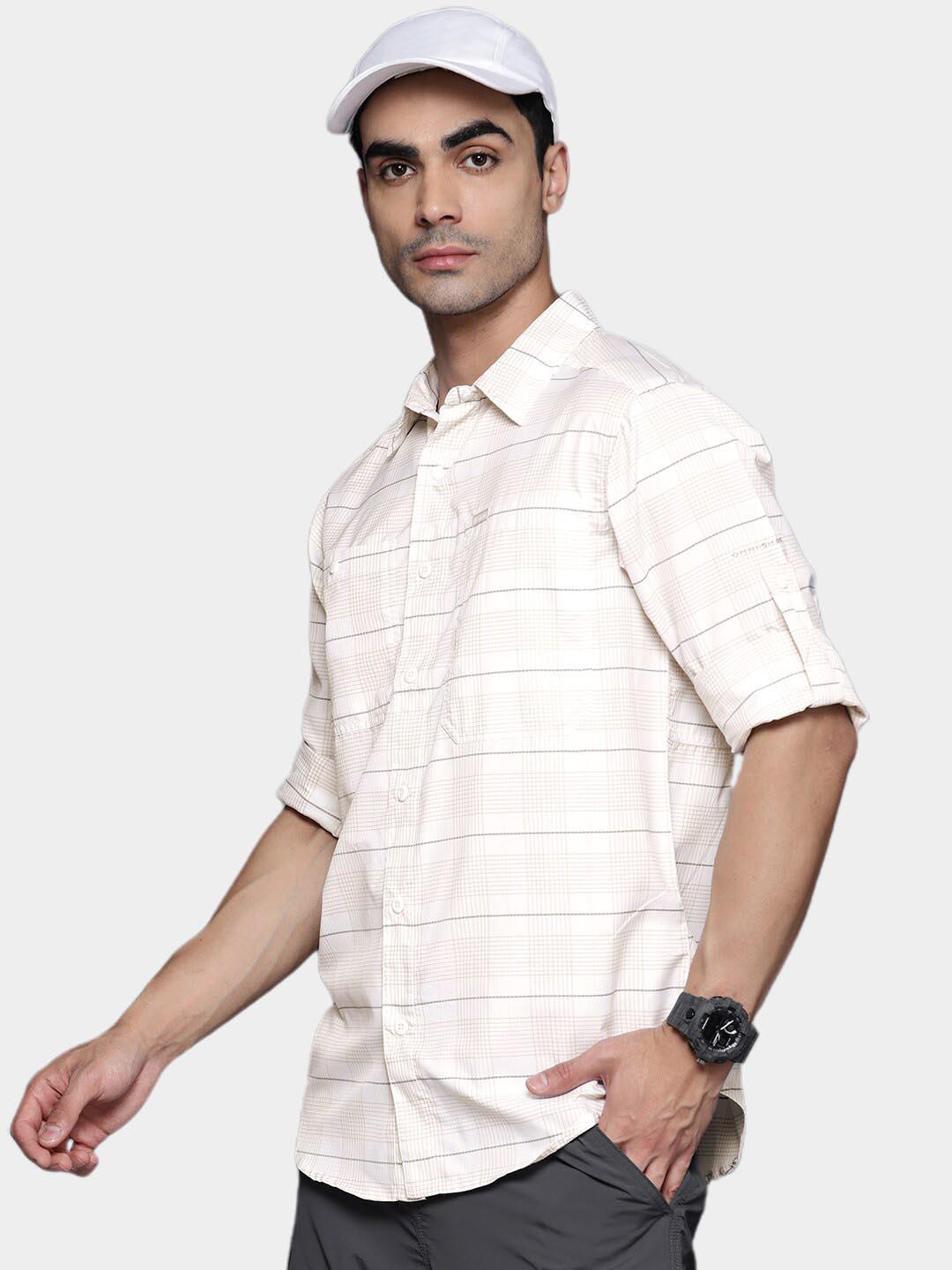 Columbia Men White Silver Ridge Utility Lite Plaid Long Sleeve Shirts