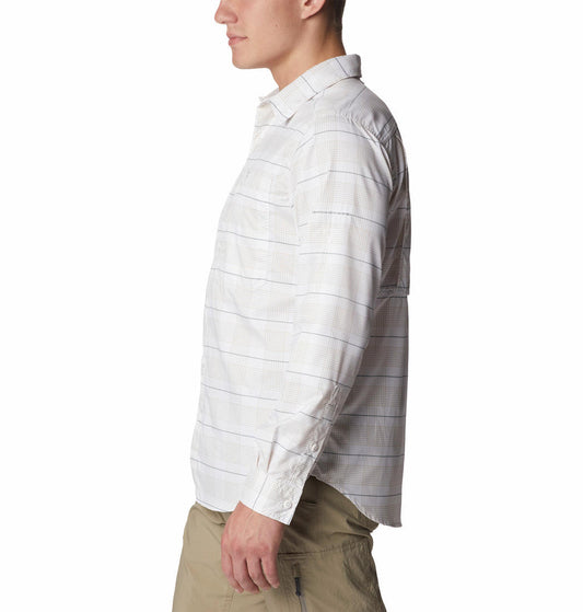 Columbia Men White Silver Ridge Utility Lite Plaid Long Sleeve Shirts