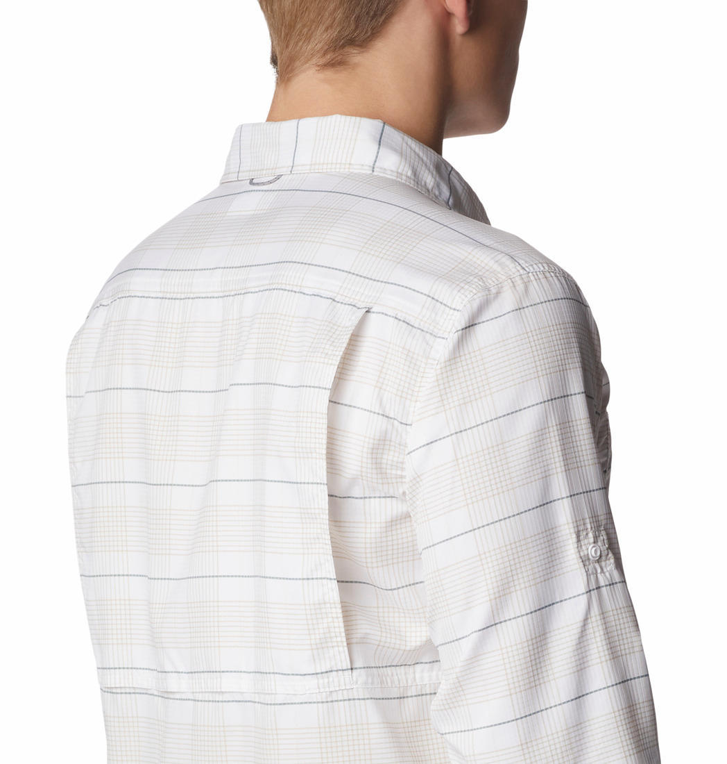 Columbia Men White Silver Ridge Utility Lite Plaid Long Sleeve Shirts