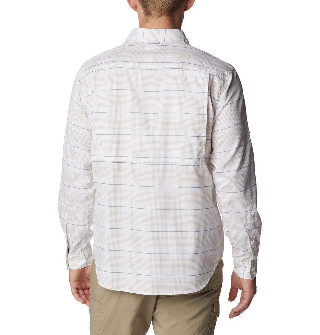Columbia Men White Silver Ridge Utility Lite Plaid Long Sleeve Shirts