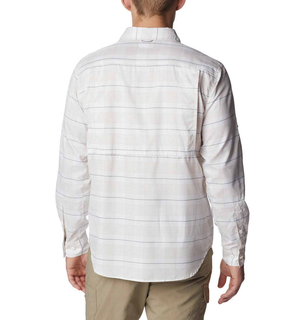 Columbia Men White Silver Ridge Utility Lite Plaid Long Sleeve Shirts