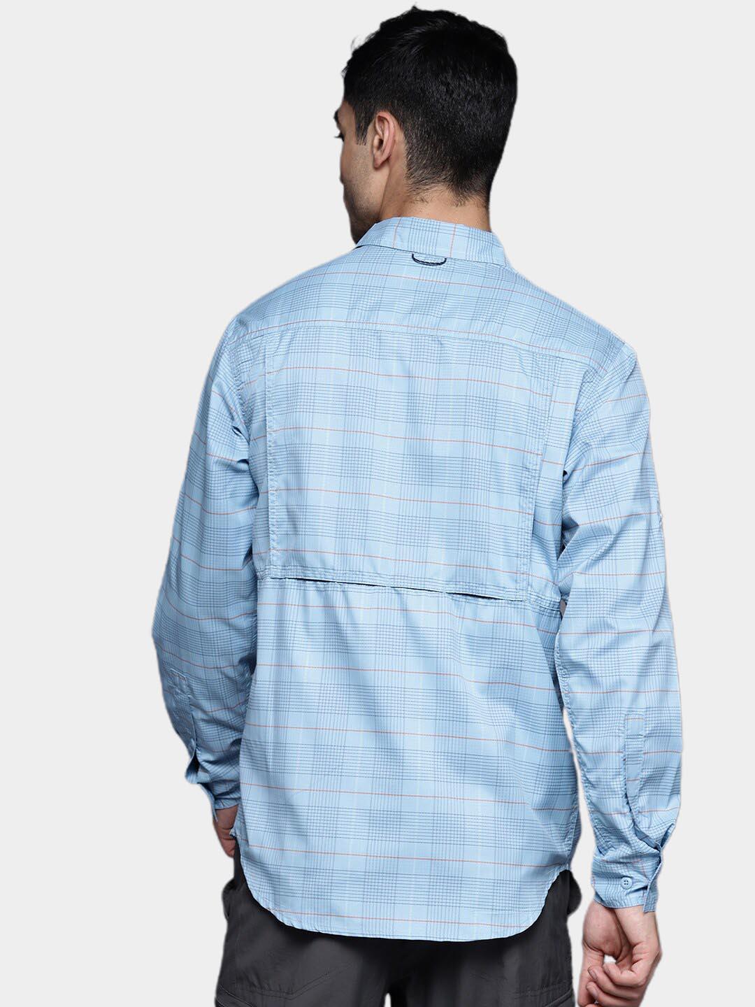 Columbia Men Blue Silver Ridge Utility Lite Plaid Long Sleeve Shirts