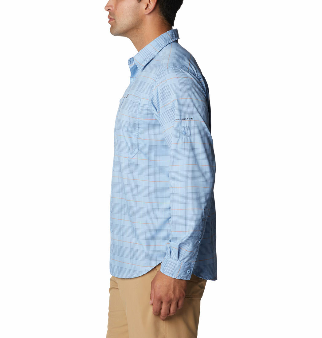 Columbia Men Blue Silver Ridge Utility Lite Plaid Long Sleeve Shirts