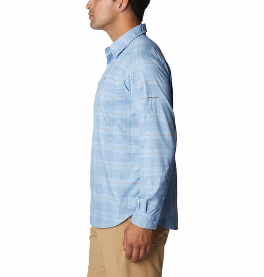 Columbia Men Blue Silver Ridge Utility Lite Plaid Long Sleeve Shirts