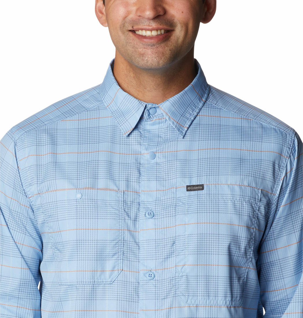 Columbia Men Blue Silver Ridge Utility Lite Plaid Long Sleeve Shirts