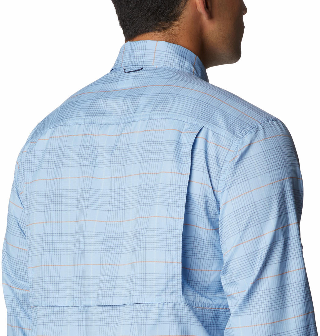Columbia Men Blue Silver Ridge Utility Lite Plaid Long Sleeve Shirts