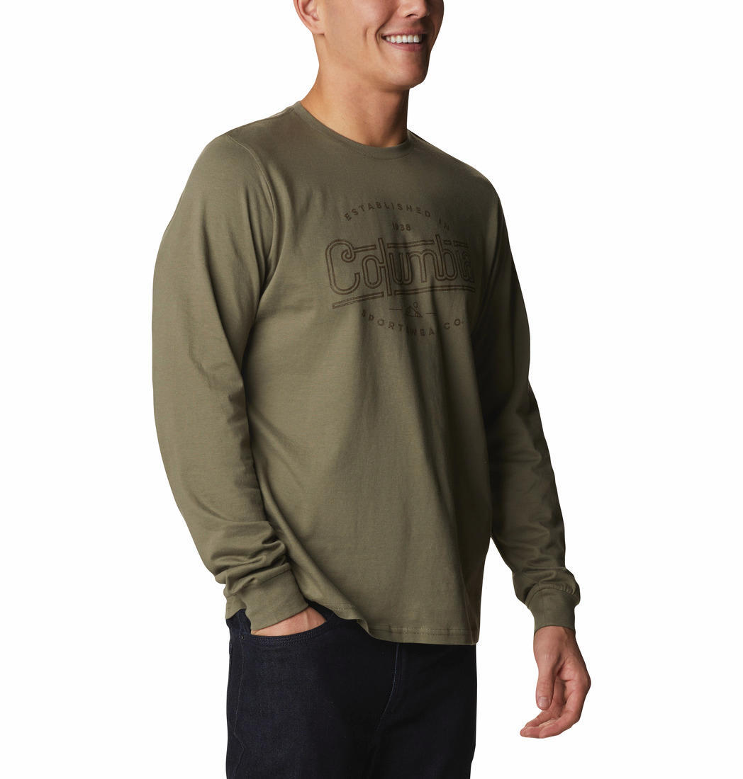 Columbia Men Green Brighton Woods Graphic Long Sleeve