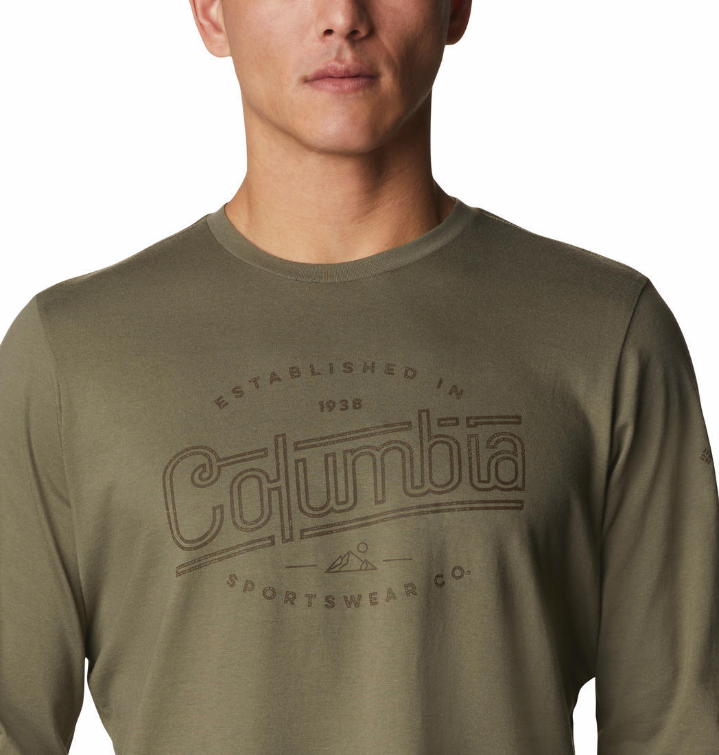 Columbia Men Green Brighton Woods Graphic Long Sleeve