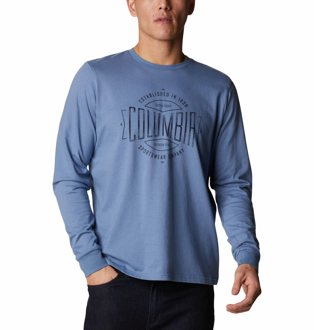 Columbia Men Blue Brighton Woods Graphic Long Sleeve