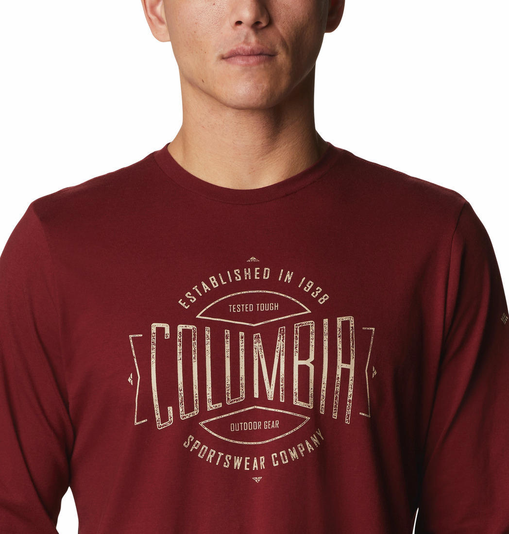 Columbia Men Red Brighton Woods Graphic Long Sleeve