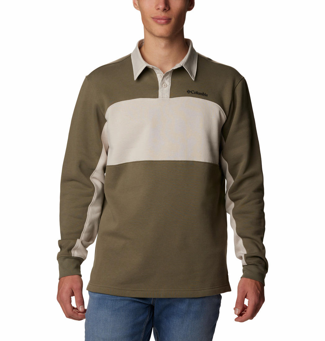 Columbia Men Green Columbia Trek Long Sleeve Rugby Shirt