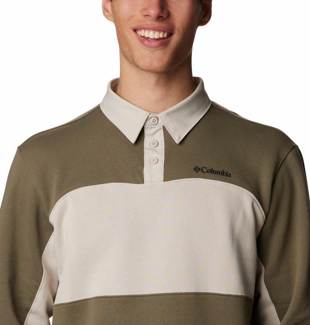 Columbia Men Green Columbia Trek Long Sleeve Rugby Shirt