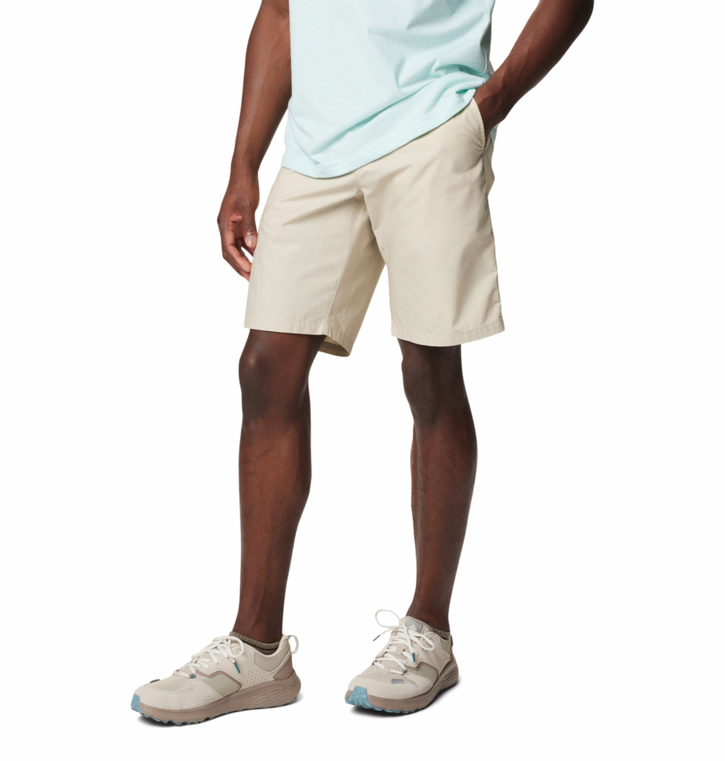 A Men Wearing Columbia Men White Washed Out Short