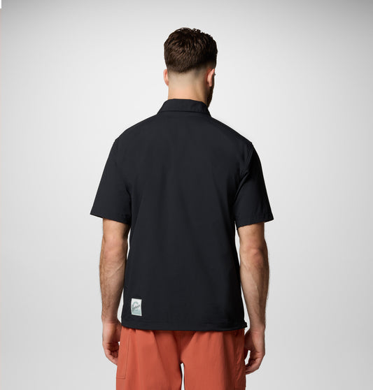 Columbia Mens Black Omni-Shield Cove Beach Woven Short Sleeve Shirt