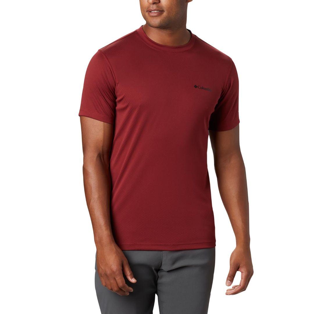 Columbia Men Red Zero Rules Short Sleeve Shirt (Sun Protection)