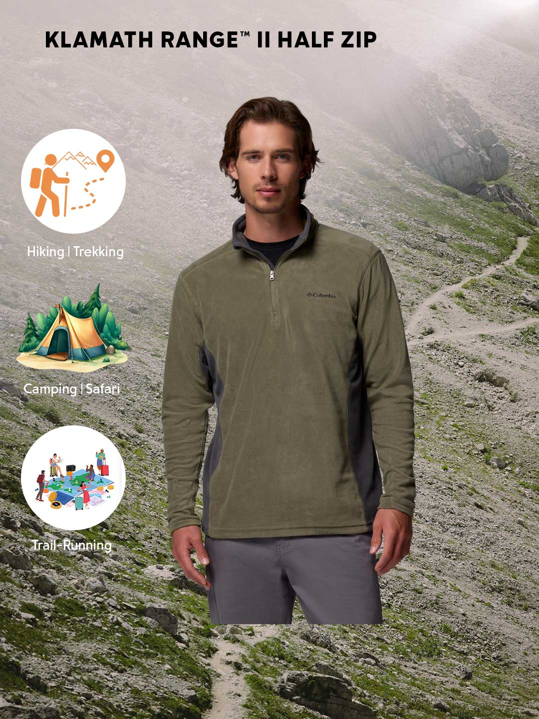Columbia Men Olive Green Klamath Range II Pullover