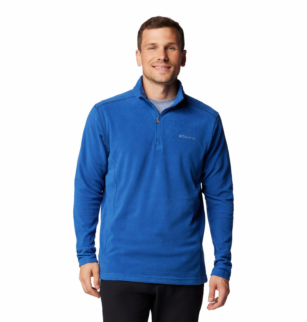 A Men Wearing Columbia Men Blue Klamath Range II Half Zip (Sun Protection)