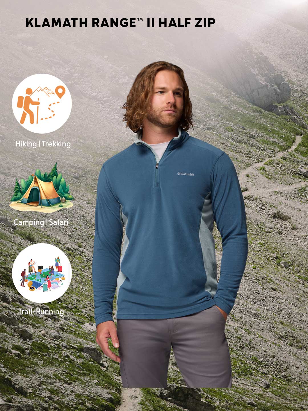Columbia Men Blue Klamath Range II Pullover