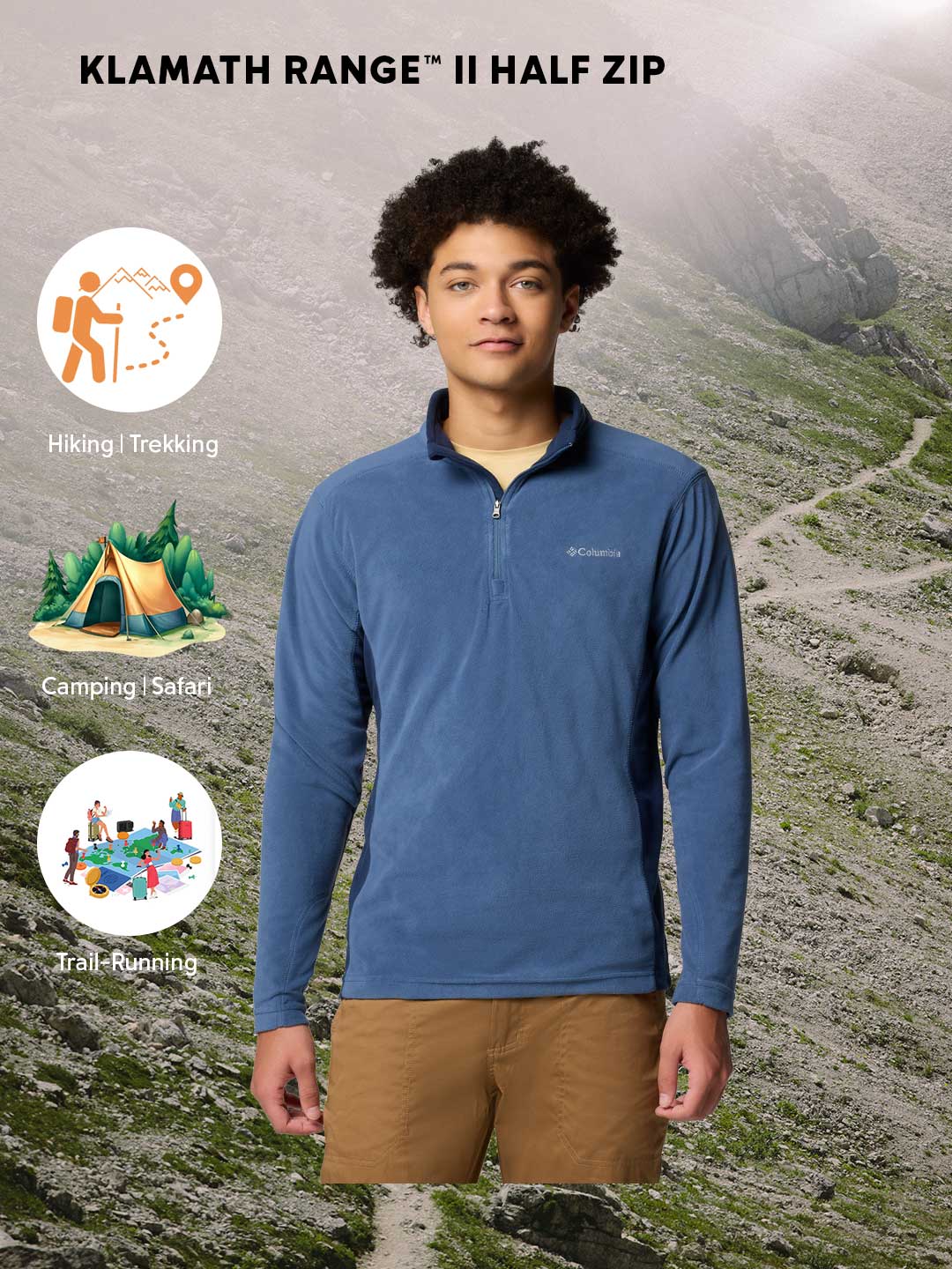 Columbia Men Navy Blue Klamath Range II Pullover
