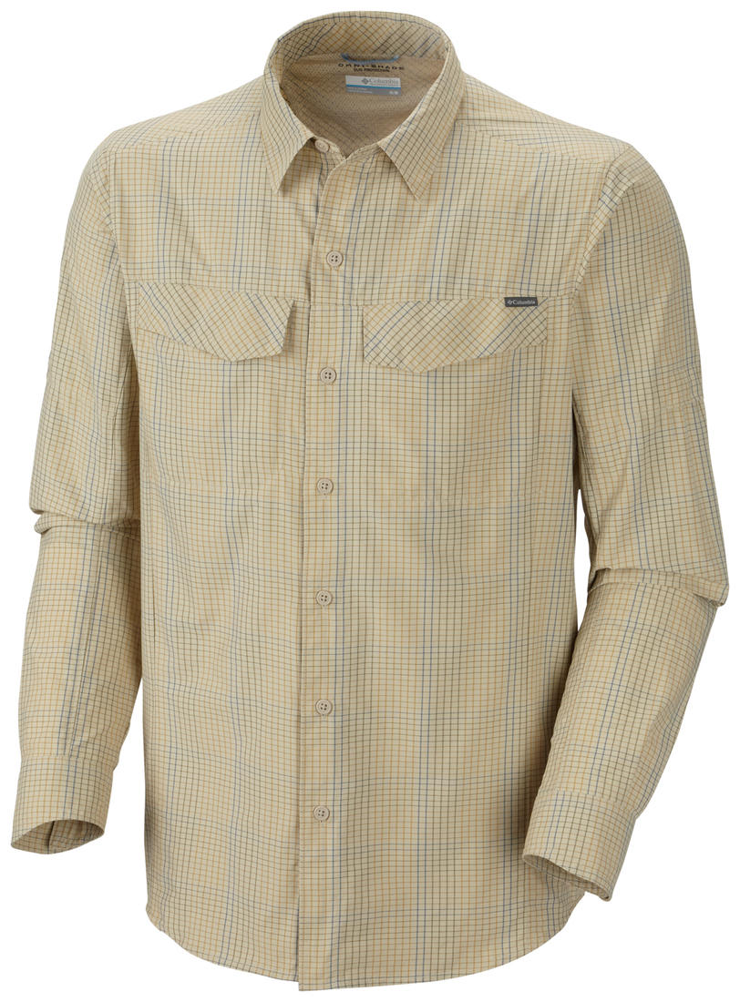 Columbia Men White Silver Ridge Plaid Long Sleeve Shirt (Sun Protection)