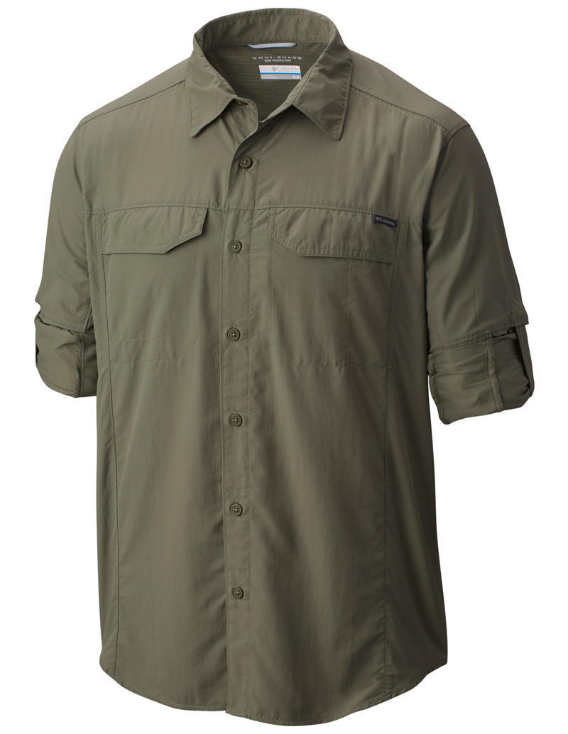 Columbia Men Green Silver Ridge Long Sleeve Shirt (Sun Protection)