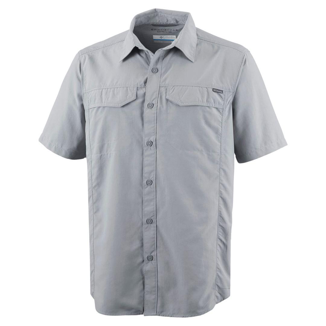 Columbia Men Grey Silver Ridge Short Sleeve Shirt (Sun Protection)