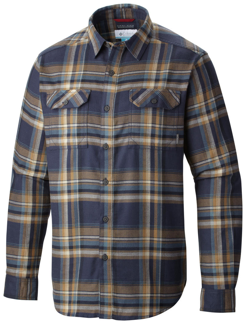 Columbia Men Navy Blue Flare Gun Flannel III Long Sleeve Shirt