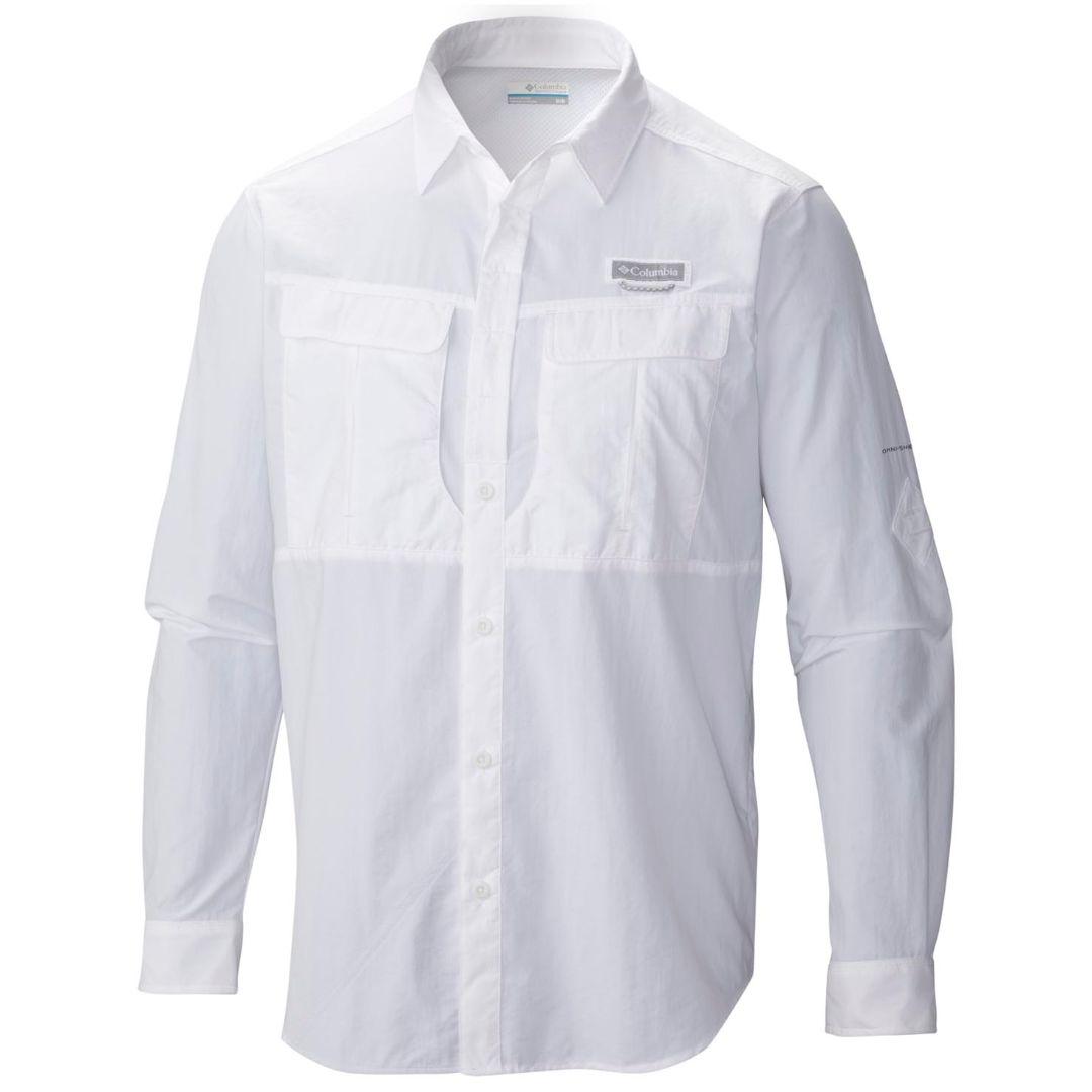 Columbia Men White Omni-Shield Cascades Explorer Long Sleeve Shirt