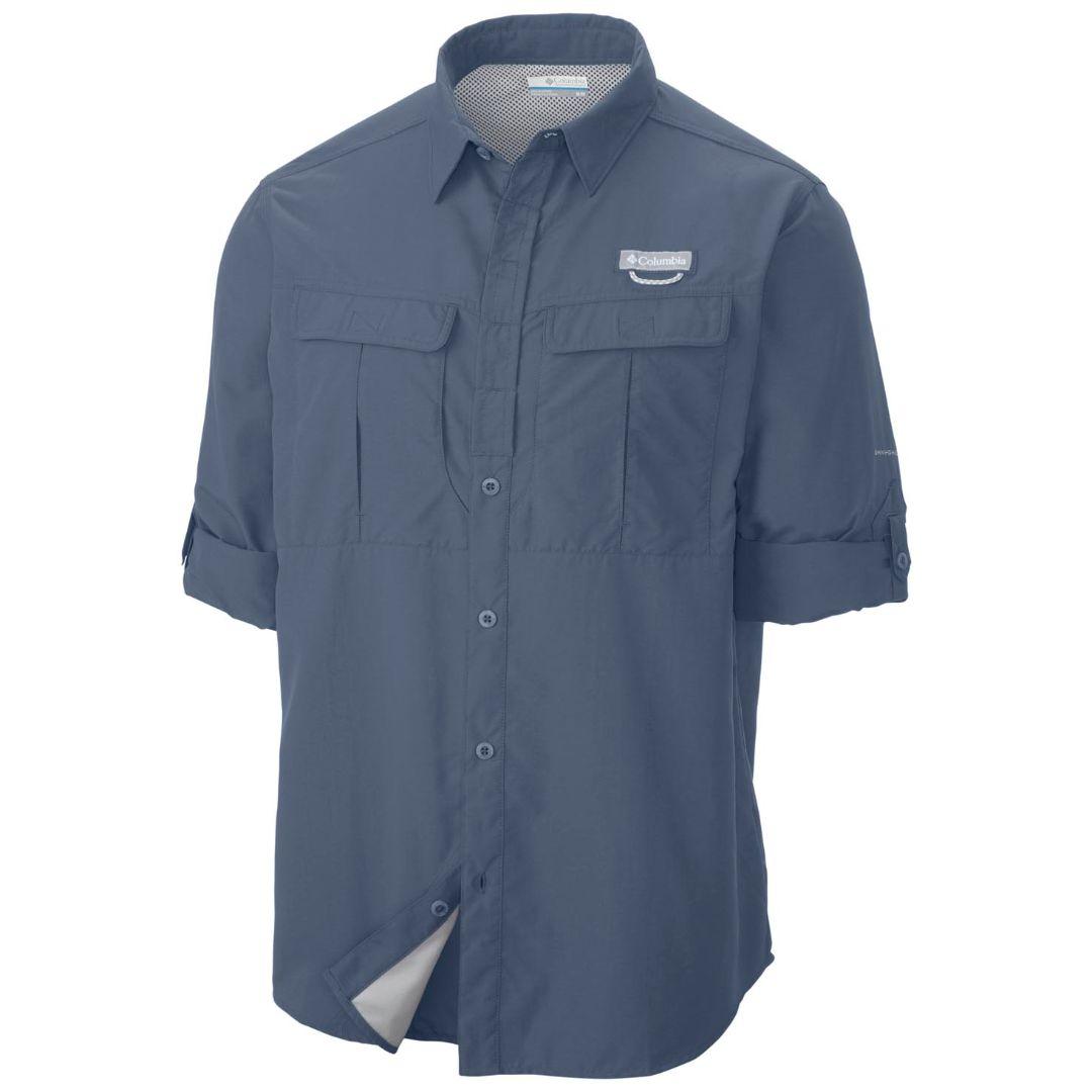 Columbia Men Blue Omni-Shield Cascades Explorer Long Sleeve Shirt