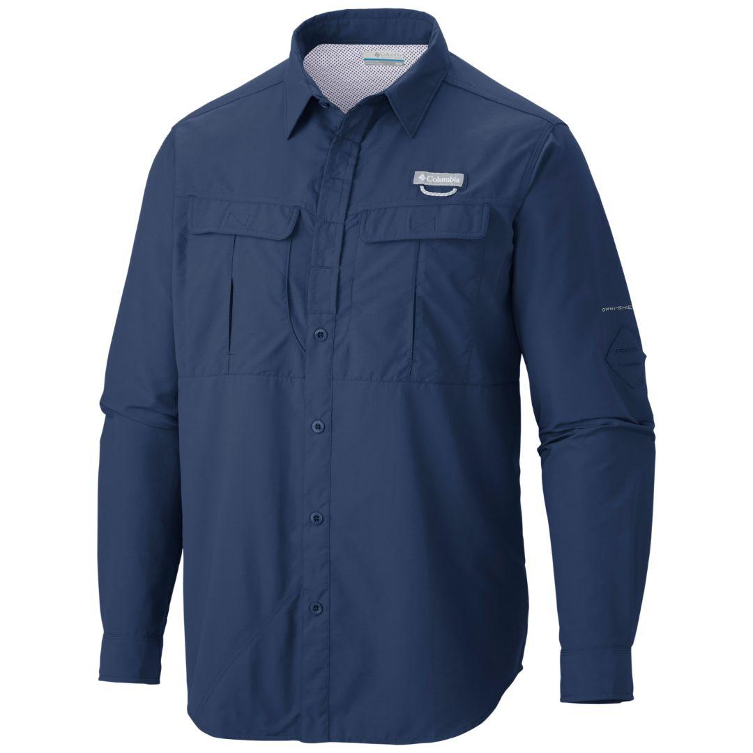 Columbia Men Blue Omni-Shield Cascades Explorer Long Sleeve Shirt