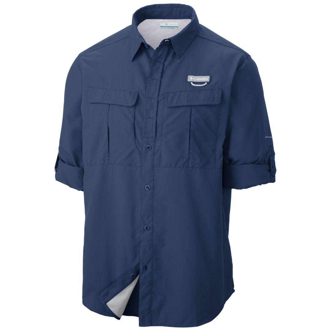 Columbia Men Blue Omni-Shield Cascades Explorer Long Sleeve Shirt