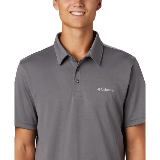 Columbia Men Grey M Mist Trail SS Polo T-Shirt
