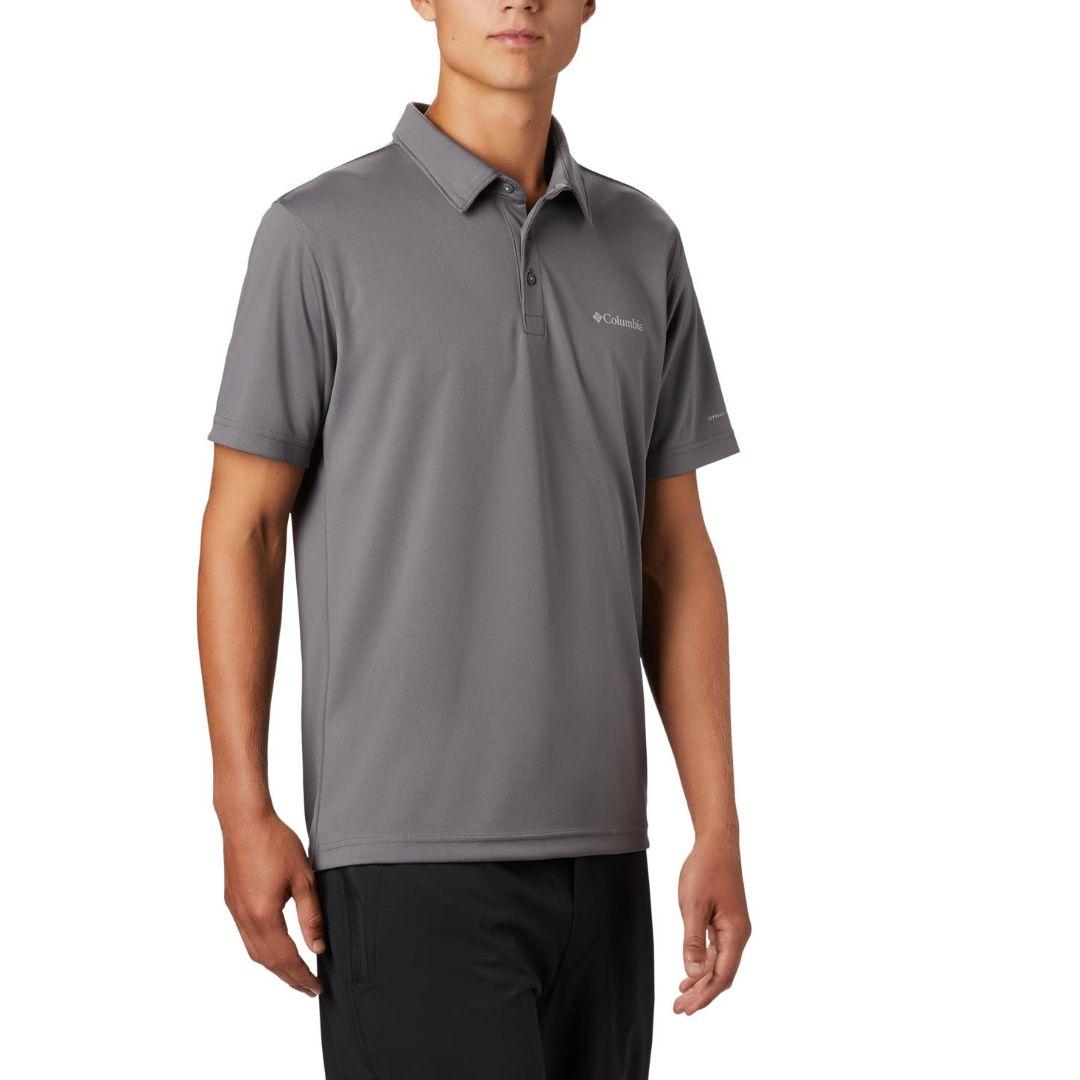 Columbia Men Grey M Mist Trail SS Polo T-Shirt