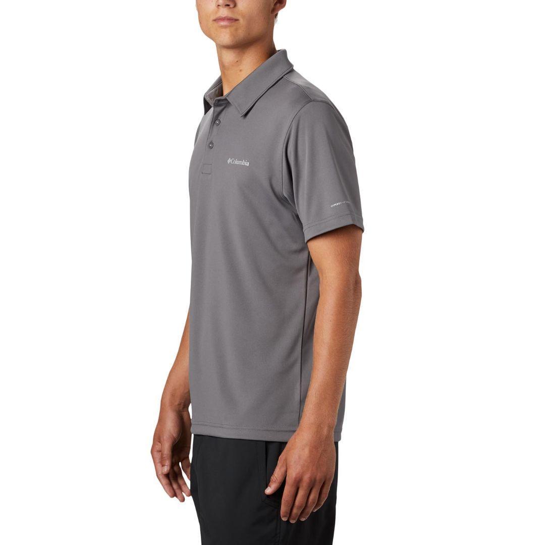 Columbia Men Grey M Mist Trail SS Polo T-Shirt