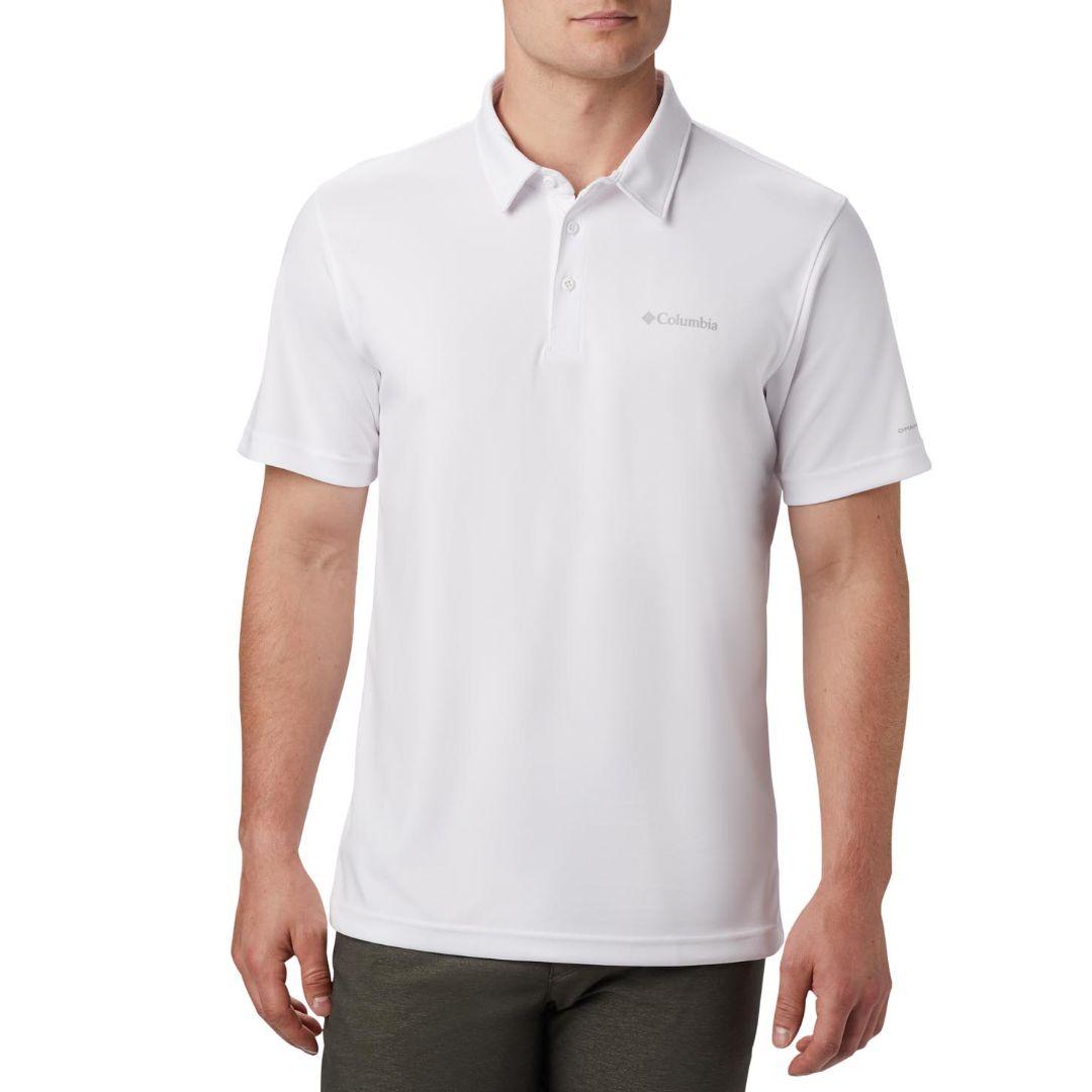 Columbia Men White M Mist Trail SS Polo T-Shirt