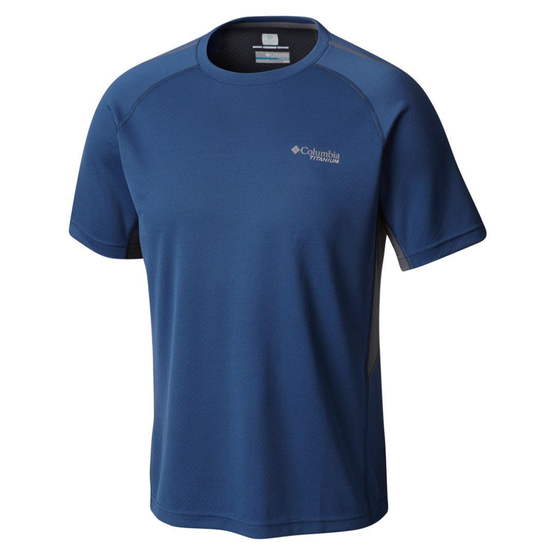 Columbia Men Blue Titan Trail Short Sleeve Shirt (Sun Protection)