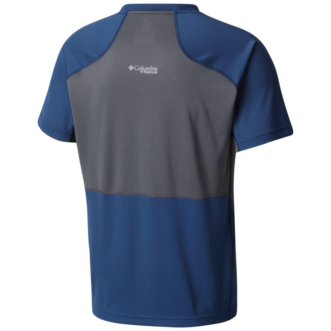 Columbia Men Blue Titan Trail Short Sleeve Shirt (Sun Protection)