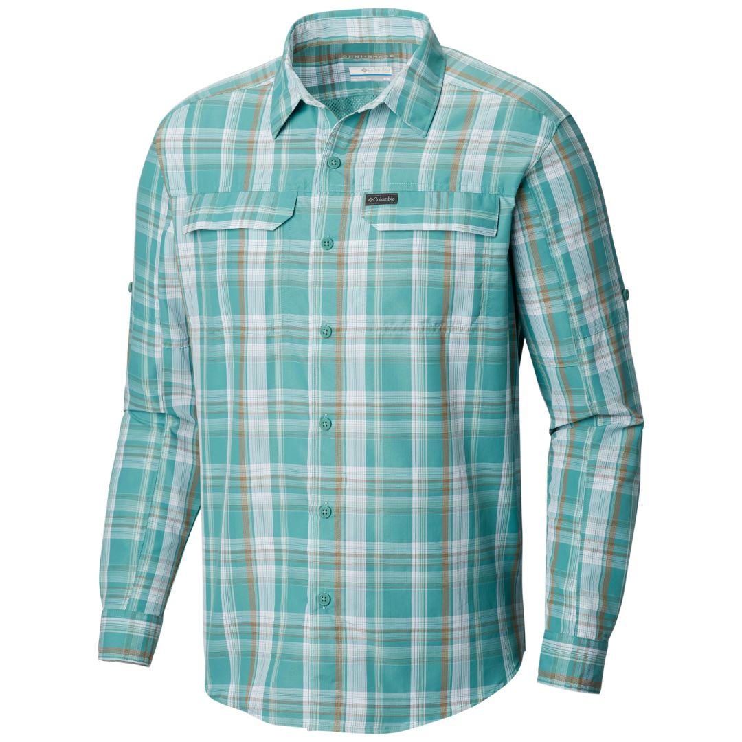 Columbia Men Green Silver Ridge 2.0 Plaid L/S Shirt (Sun Protection)
