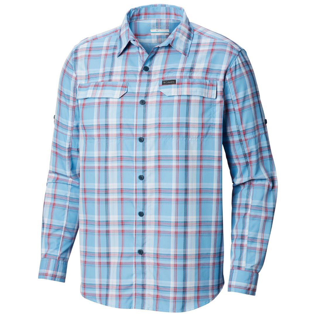 Columbia Men Blue Silver Ridge 2.0 Plaid L/S Shirt (Sun Protection)