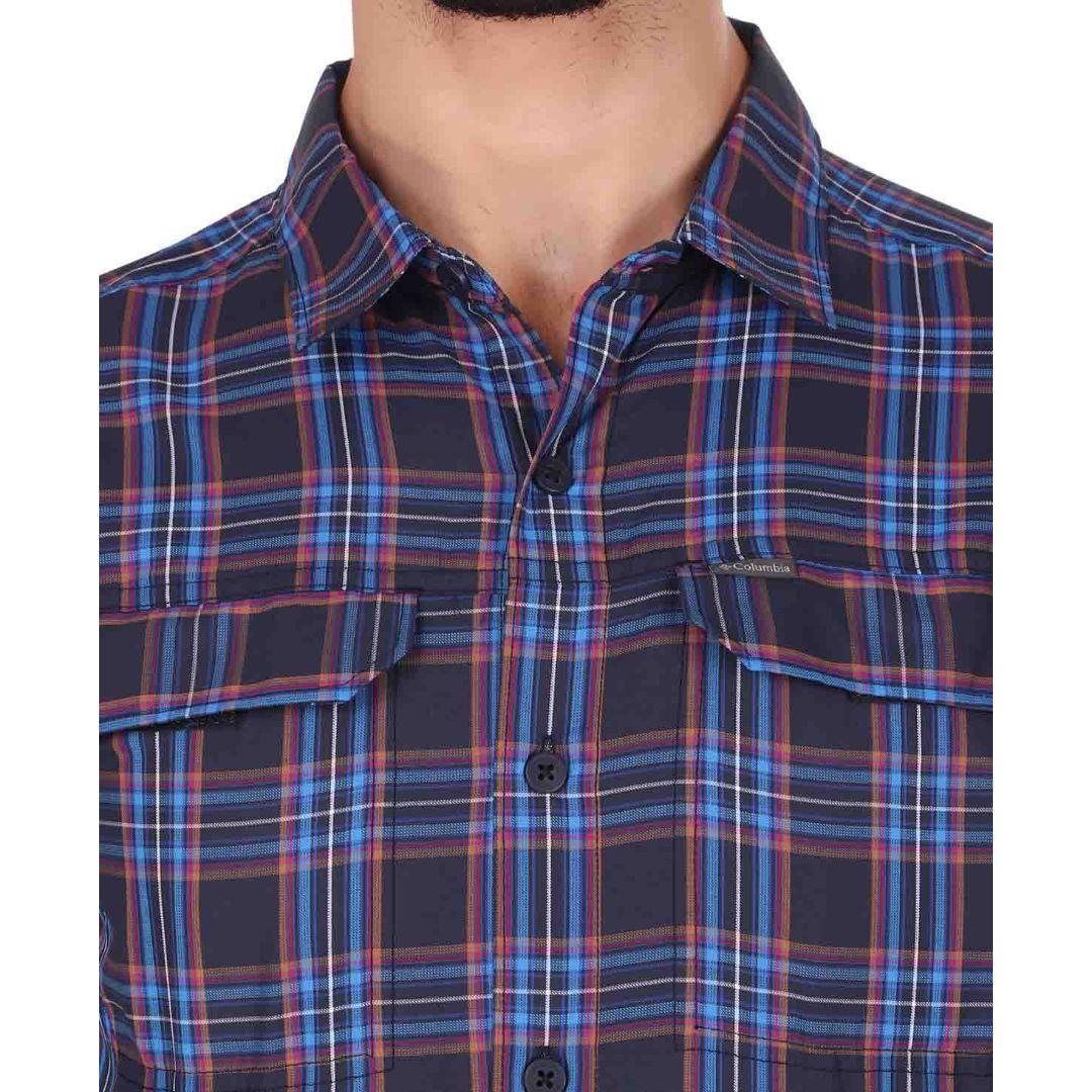 Columbia Men Blue Silver Ridge 2.0 Plaid L/S Shirt (Sun Protection)