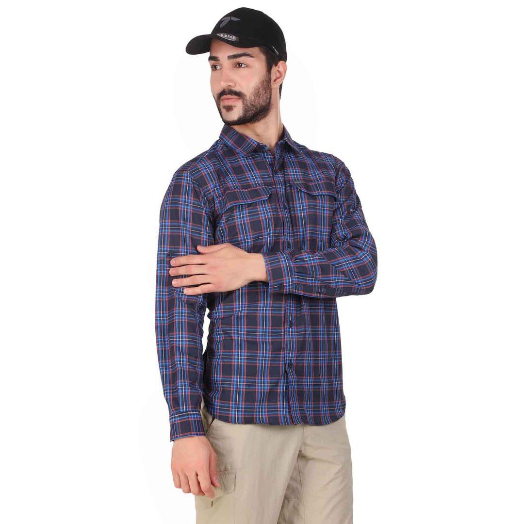 Columbia Men Blue Silver Ridge 2.0 Plaid L/S Shirt (Sun Protection)