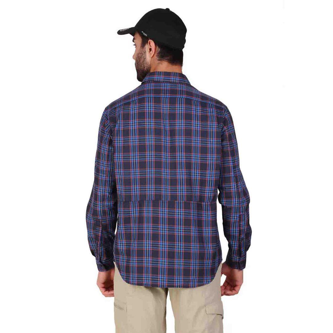 Columbia Men Blue Silver Ridge 2.0 Plaid L/S Shirt (Sun Protection)